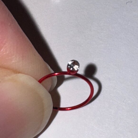 Red 22 Gauge Titanium Plated Hoop Nose Rings - Picture 7 of 10